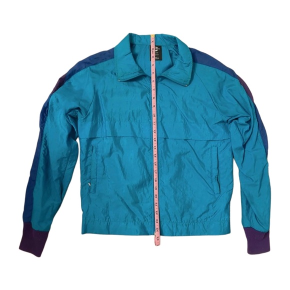 Lightweight Retro Zip Front Sport Jacket Teal, Blue and Purple women’s medium - Picture 3 of 6